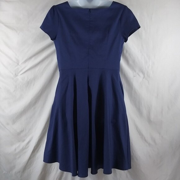 Girstunm Women's Blue Short Sleeve Fit & Flare Pleated Mini Dress Plus Size 3XL - Picture 2 of 8